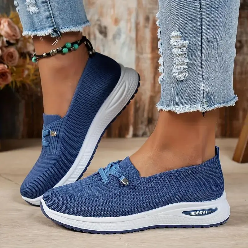 OFIREND Women's Knit Mesh Wedge Loafers - Women's Shoes, No-Tie Breathable Comfort Walking Footwear, Lightweight Non-Slip Casual Travel Picks, Ideal Nursing Options, Shoes For Women