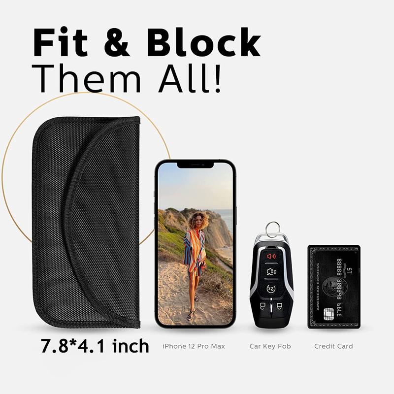Dazone 2 Pcs Large Faraday Bags for Phones & Car Keys RFID Signal Blocker Shielding Pouch Anti-Theft Key Fob Case Anti-Tracking Privacy Protection