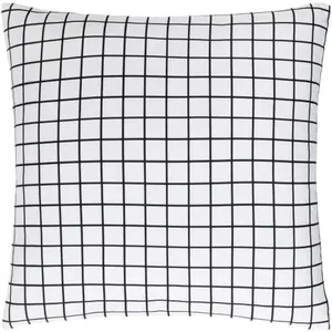 Check Accent Pillow, Cream White, Black