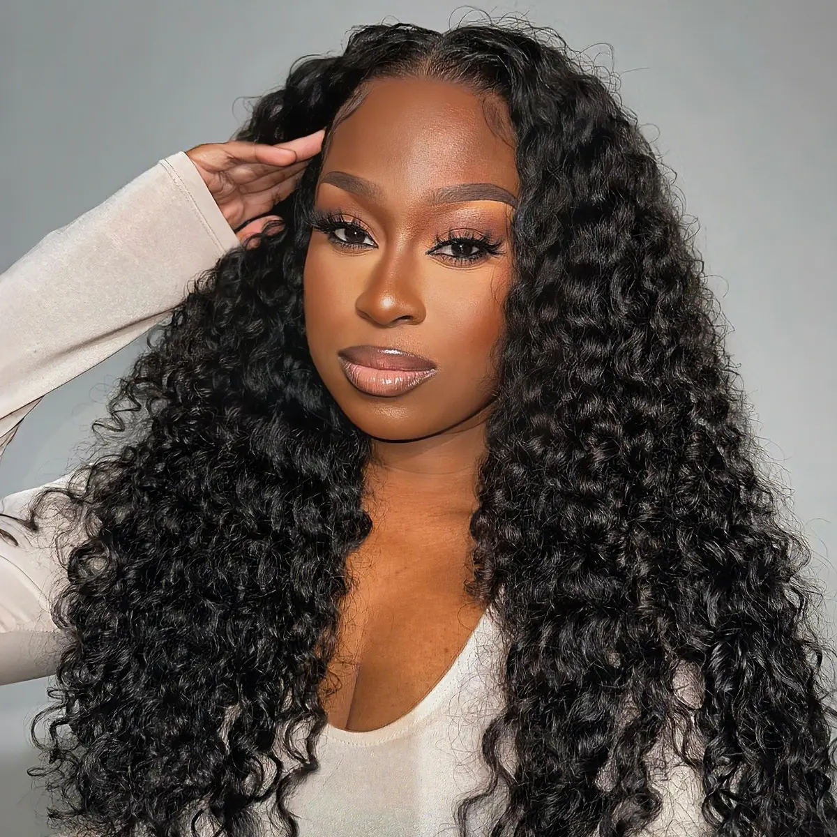 OQ HAIR 7x5 Water Wave Wear Go Wig With Drawstring Pre-Everyting Human Hair Lace Front Wigs Pre Plucked Bleached Knots for Beginners Friendly Human Hair Wigs