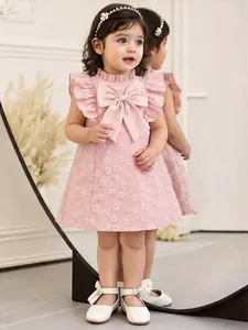 Girls' Summer Floral Dress, Fitted Princess Skirt with Bow, Perfect for Birthday, Holidays, and Daily Wear