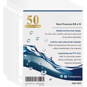 Clear Sheet Protectors for 3 Ring Binder, Plastic Sleeves for Paper 8.5x11, Heavy Duty Page Protectors for 3 Ring Binder, Top Loading Paper Protector for Documents and Photos,Letter Size.