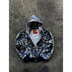 Street Retro Sports Outdoor Washed Loose Zipper Hoodie, Street Style Punk American Couple Jogging Hoodie