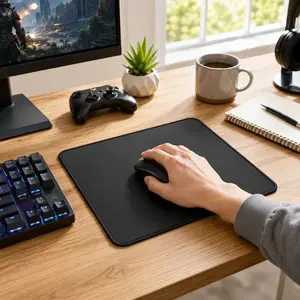 MROCO Essential Office & Gaming Mouse Pad, 30% Larger, 8.5” x 11” in, Black | Anti-Fray Stitched Edges, Premium Textured Surface, Non-Slip Rubber Base, Water and Stain Resistant Protection