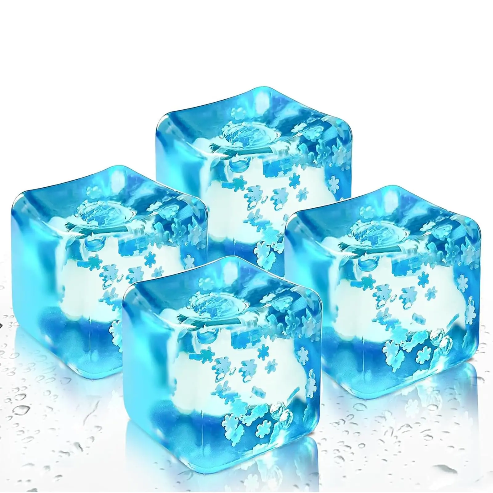 Square Snowflake Ice Cube Squishy Set - Unisex Silent Slow-Rise Fidget Toy, Sensory Squeeze Stress Relief Gadget, Colorful Blue Fragrance Calm Prize Gift with Snowy Ice Cube Fun & Calming Escape for Kids