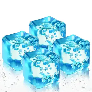 Stress Balls Ice Cube with Snowflakes Inside for Your Best Mellow and Chill, Snow Pieces Silent Nice Square Shape Anxiety Sensory Squishy Fidget Toy Slow Rise, Classroom Prizes,anxiety relief gift, holiday party gift， Calming Kids Adults(Blue) outdoorfun