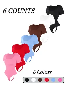 Women's Plain Square Neck Thong Shapewear Bodysuit, Tummy Control & Butt Lifting, All-Seasons Wearable Women's Intimates & Shapewear，Women's Seamless Shapewear Aesthetic