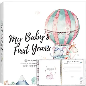 First 5 Years Baby Memory Book Girl, Boy - 90 Pages Hardcover First Year Milestone Keepsake Book, Newborn Scrapbook for New Parents, Minimalist Photo Album Journal, New Mom Gifts