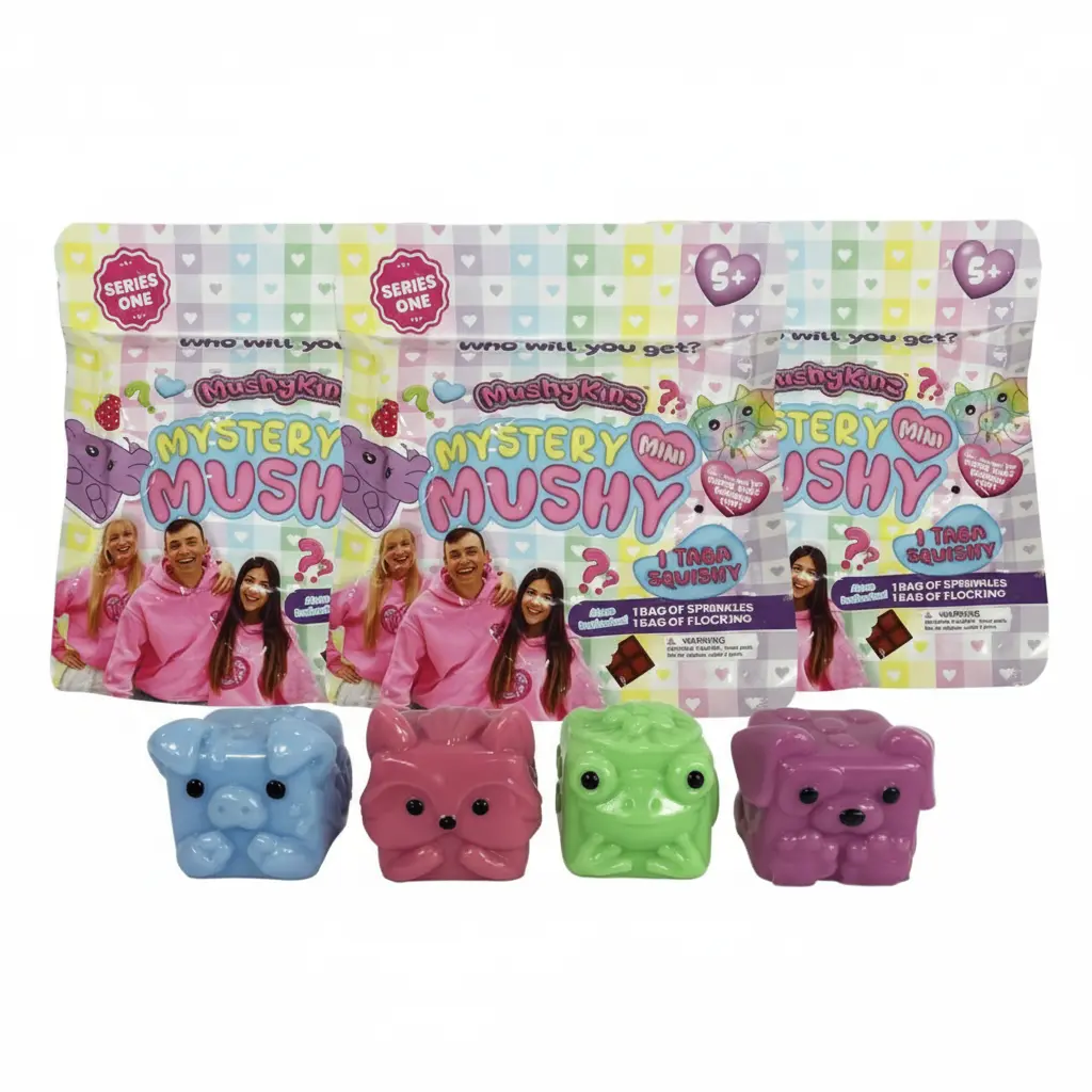 MushyKinz Mystery Squishy Figures 3-Pack — Blind Bag Collectibles with Decorating Kit | Ages 5+