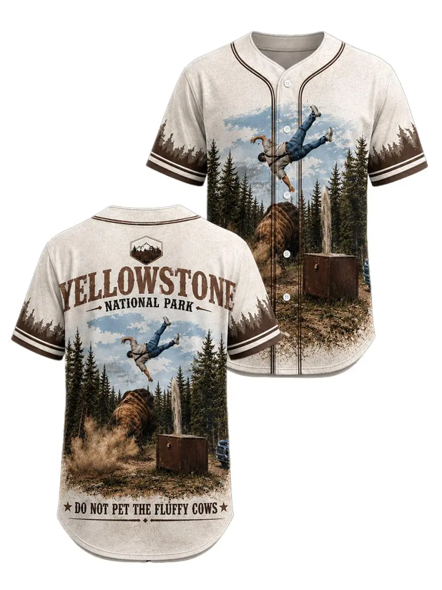 Do Not Pet The Fluffy Cows Jersey, Funny Bison Charge Baseball Shirt, Viral Park Meme Jersey