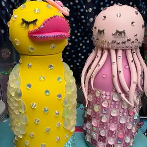 Animal Water Bottles with Unique Design and Functional Features with Rhinestones