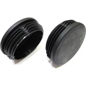 2 3/8 Inch (Approx. 60mm) Round End Cap (for Hole Size from 2 1/8 to 2 9/32, Including 2 1/4 inches, 54mm - 58mm), Cover for Fence Post, Furniture Finishing Plug (Black, 2)