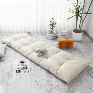 Floor Lounger Pillow,Foldable Light Thick Tufted Floor Pillow Cushion with Elasticized Webbing for Easy Storage.Floor Lounger for Meditation,Playing,Yoga,Reading,Sleeping(Beige White)