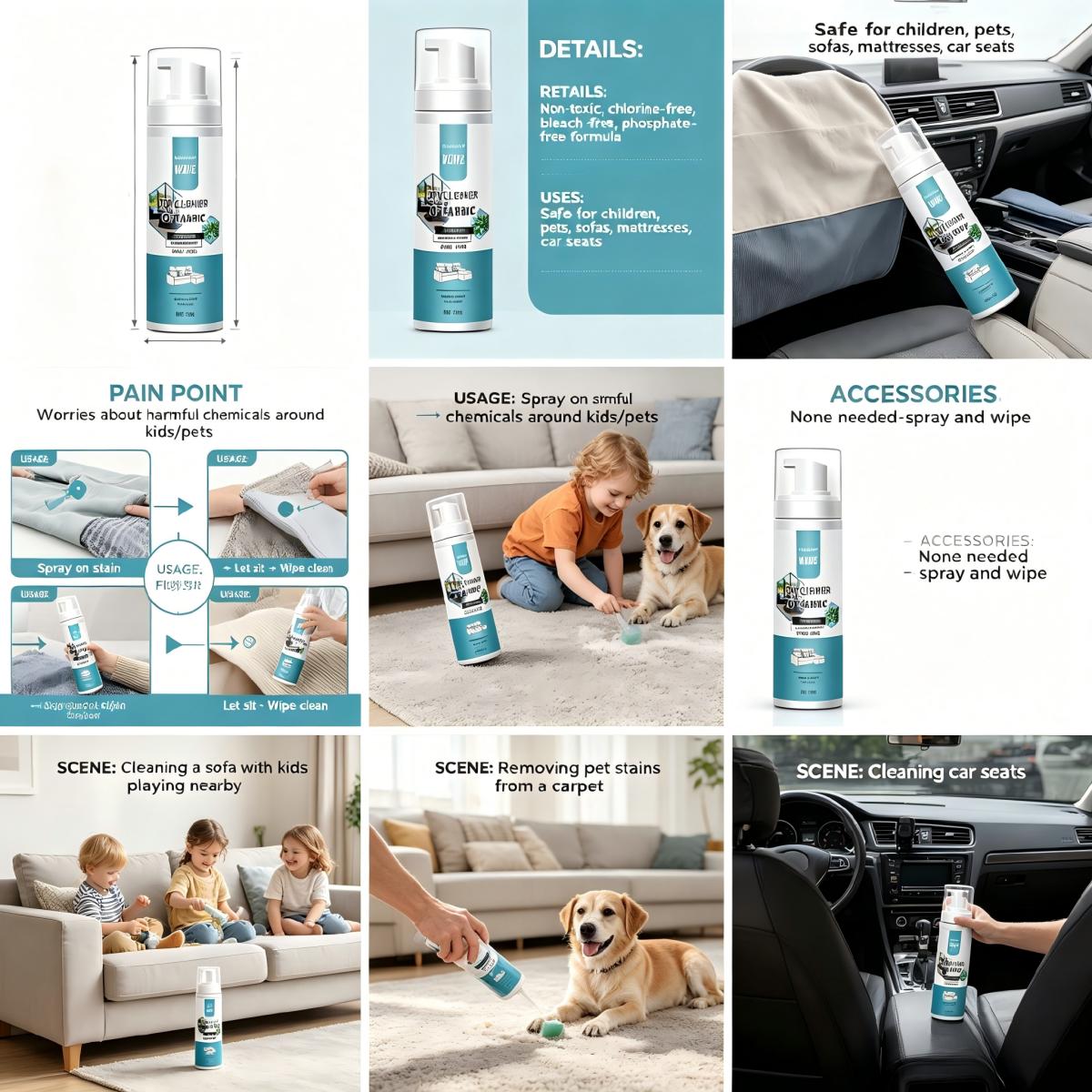 Kitchen Degreaser Foam Spray, 500ml Multipurpose Oil Stain Cleaner, Dual Spray Nozzle, For Countertops Appliances, No-Rinse Fast Acting, Home Cleaning Essential