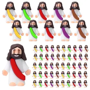 10/20/30pcs Mini Jesus Statue Set Multicolor Jesus Figurines for Baptism Favors Christmas Easter Party Decoration Table Ornament