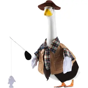 Fishing Porch Goose Outfits for 23 Inch Lawn Statue, Costume for Plastic/Cement Statue, Duck Sculpture Clothes for Yard Patio Party Decoration