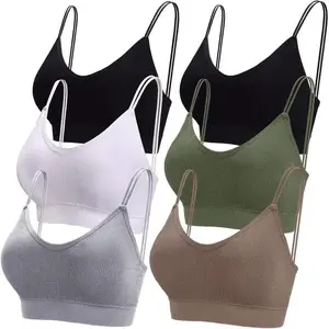 6 Pcs V Neck Bralettes for Women Padded Bralette with Straps Seamless Bra(Sheet)
