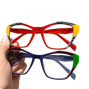 Women's 2026 Color Block Geometric Reading Glasses, Lightweight Daily Fashion Eyewear Frames, All-Season Essentials for a Youthful Look