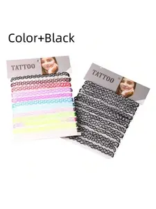 Fashion Elastic Stretchable Collar, Fish Line Tattoo Necklace Set, 12 Pieces, Stylish and Comfortable Jewelry