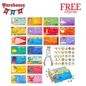 160 PCS Behavior Punch Cards for Kids with Hole Puncher, Reward Cards