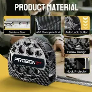 Stainless Steel Retractable Tape Measure, 25 Ft/7.5 M Carbon Fiber Design, Durable & Flexible Measurement Tool for Home Improvement, Retractable Measure Ruler