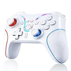 Pro Controller Compatible with  /Lite/OLED, Hall Effect Stick & Trigger, Programmable  Controller with 7 Color LED Lights, Turbo, Vibration, 6-Axis Gyro, Wake Up(White)