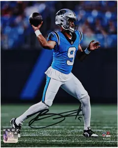 Bryce Young Carolina Panthers Autographed 8" x 10" Vertical Passing in Blue Jersey Photograph - Fanatics Authentic Certified