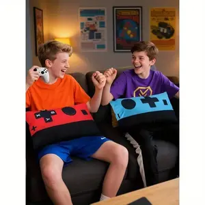 Controller Shape Pillow Blue Pair, Creative Gaming Cushion, Soft Sofa Bed Headrest Pillow, Unique Game Accessories