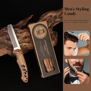 Stainless Steel Folding Comb for Men, Styling Brush, Mechanical Beard Comb, Oil Head Comb, Outdoor Portable Comb with Clip, Hair Styling Combs, Beard Shaping Tools