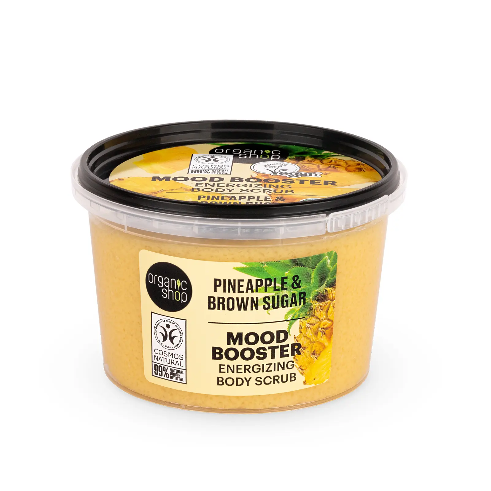 Organic Shop Pineapple & Brown Sugar Energizing & Exfoliating Body Scrub, 100% Vegan & Organic, Daily Exfoliant, Detox & Moisturizer, Body, Face, Hand & Foot, Skin Toning. 250ml