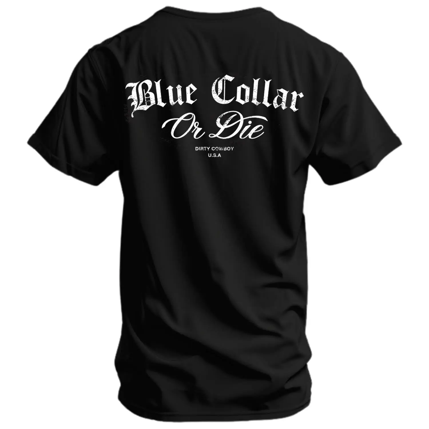 Men's "Blue Collar Or Die" Printed Short-Sleeve Graphic Tee - Heavy-Duty Cotton-Poly Blend Athletic Fit Work Top, Ultra-Soft, Pre-Shrunk Casual Wear