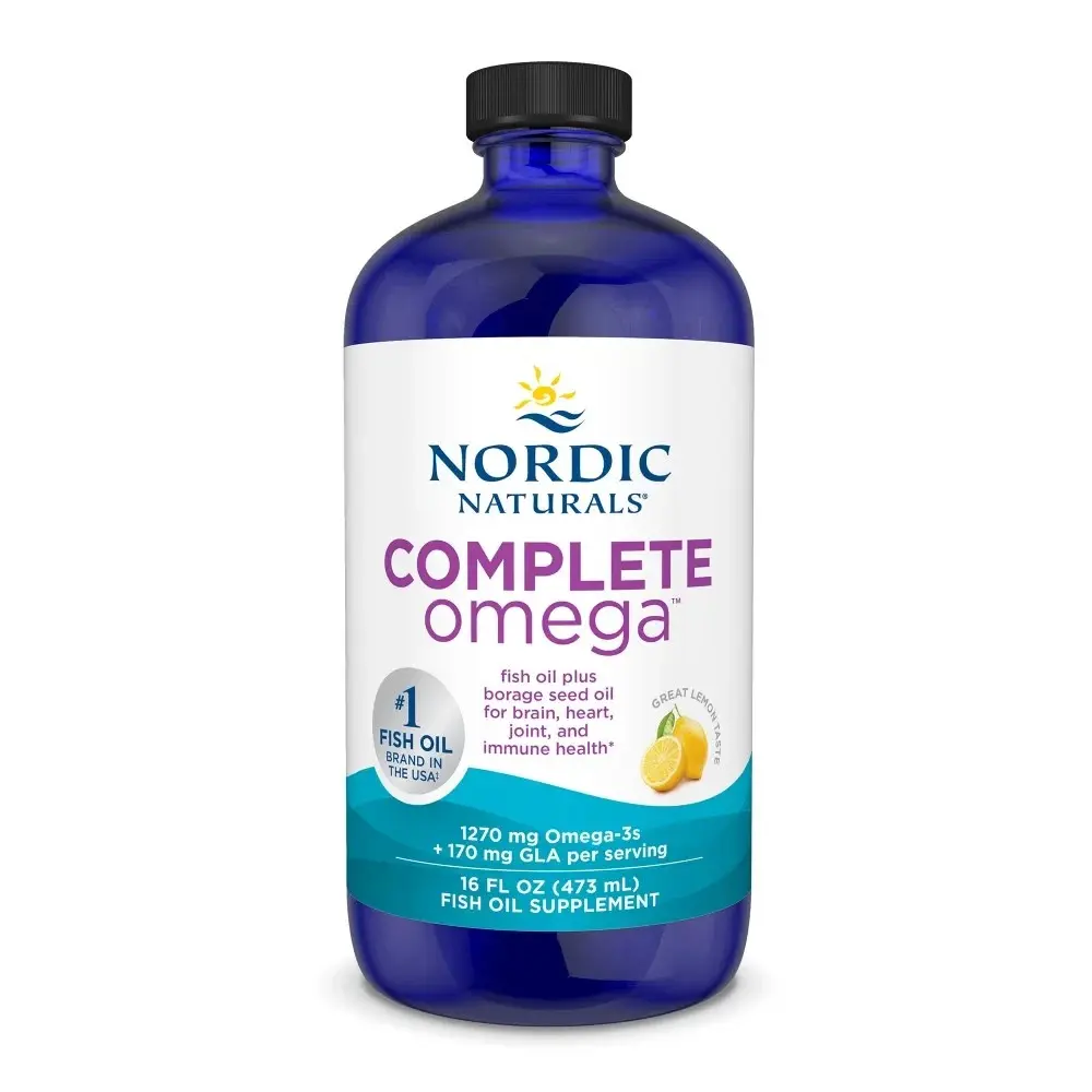 Nordic Naturals Complete Omega - 1270 mg Omega-3 & 170 mg GLA for Healthy Skin Joints & Cognition - Non-GMO Gluten-Free Fish Oil Supplement Lemon