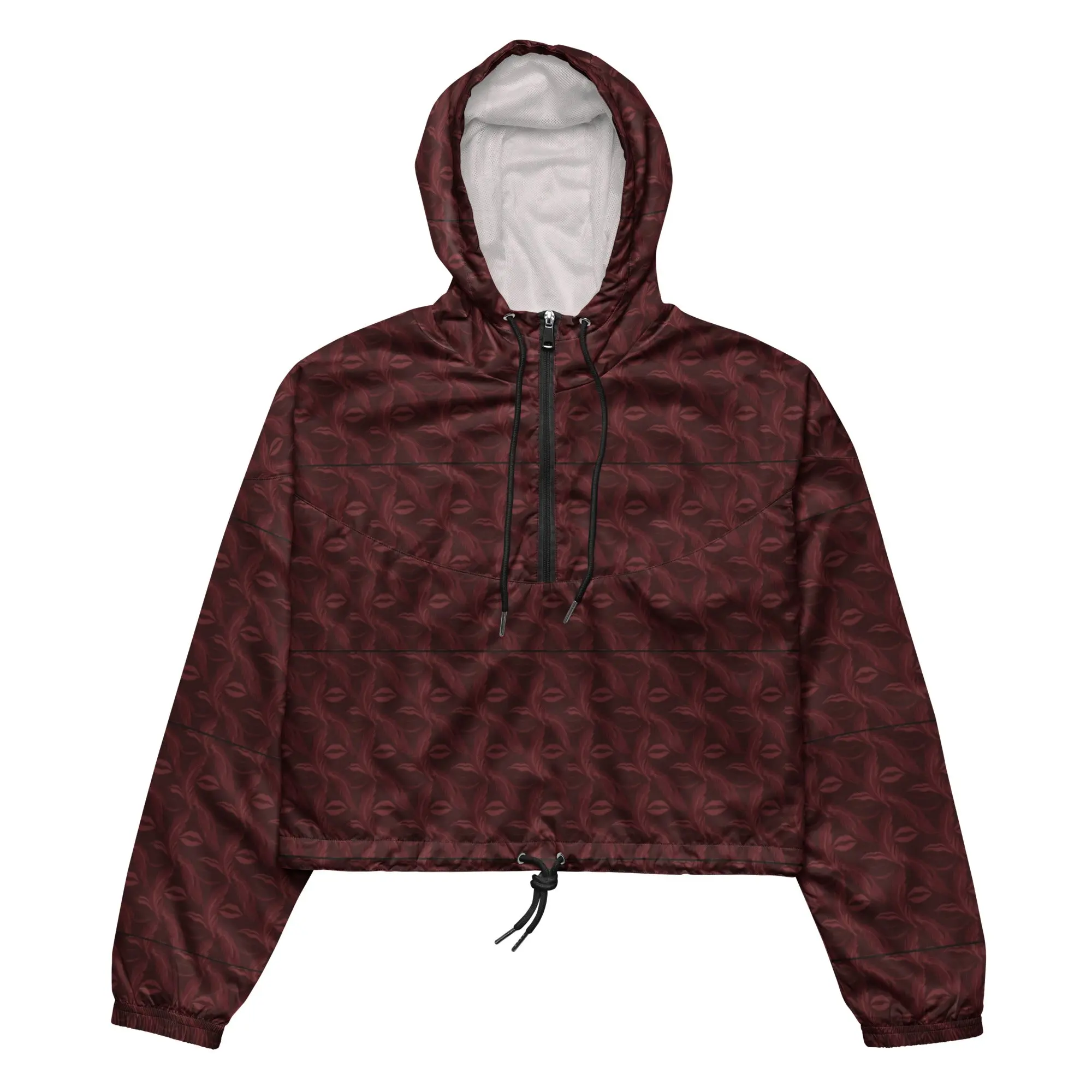 Burgundy Whispering Feathers cropped windbreaker