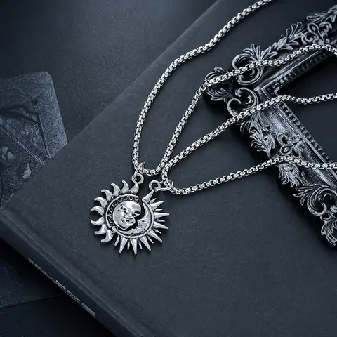 Asymmetrical Sun and Moon Necklace(A Pair)Match Design Couple Accessories Anniversary Gift
