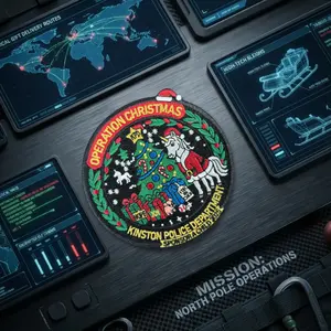 KPD 2025 Christmas Commemorative Patch - Kids Drive Patch Present Unit Edition, 100% Embroidered, Perfect Holiday Gift for Kinston PD Collectors & Community Supporters