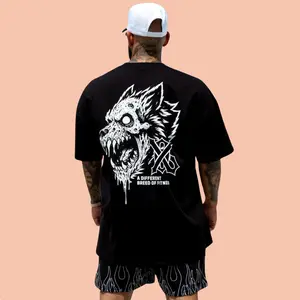 Wolves Are Dead Oversized Tee - Black Short Sleeve Crew Neck Casual Rock Style Men's T-Shirt with Screen Print Design