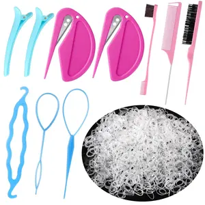 1000Pcs Elastic Clear Hair Bands, Rubber Band Topsy Tail Styling Tools, Girls' Christmas Accessories Gift Set