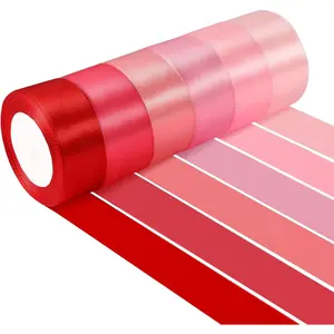 6 Rolls 150 Yards Total Pink Ribbon 1-1/2inch Ribbon 25 Yards Color Satins Craft Ribbons for Flower Bouquet Gift Wrapping Wedding Bridal Shower Hair Bows Crafts