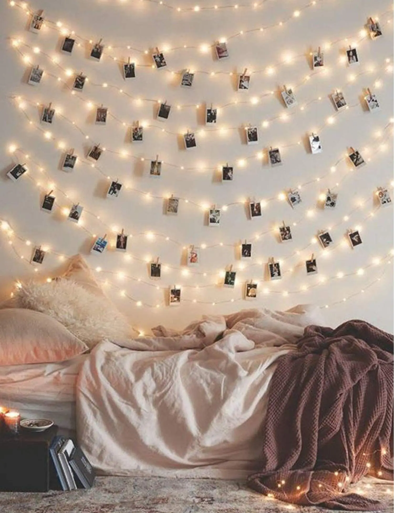 17Ft 50 LED Fairy String Lights with Clear Clips Flexible Adjustable Design Battery Operated Portable for Dorm Bedroom Wedding Decor Warm Illumination