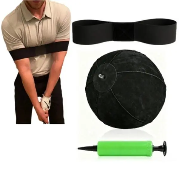 Golf Training Belt Set, Smart Ball Inflatable Swing Training Ball with Inflator Pump and Adjustable Lanyard,Assist Golf Swing Trainer Golf Swing Assistant for Beginner