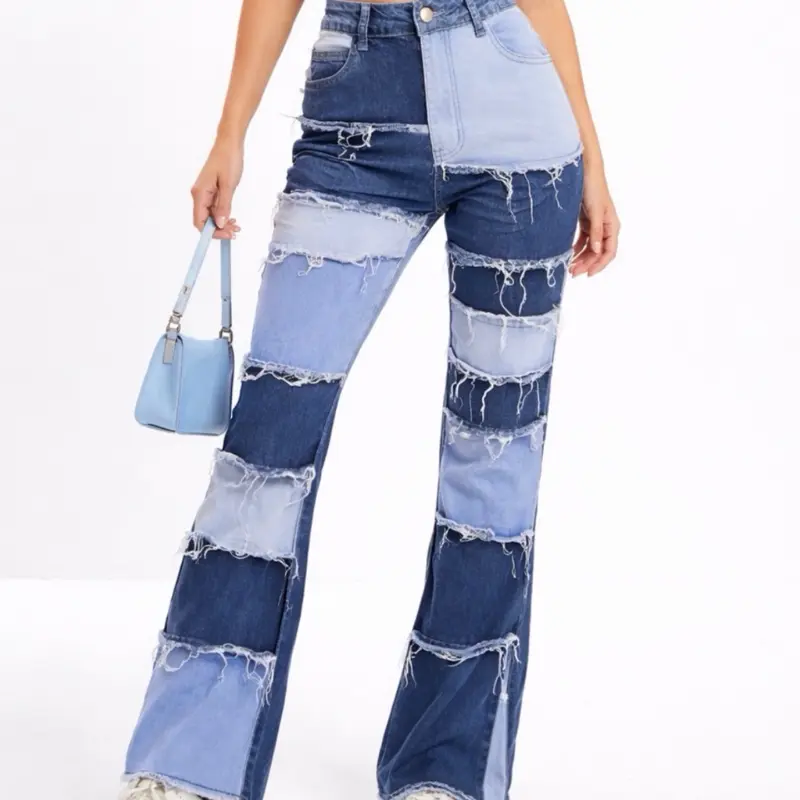 Multicolored Blue Denim Jeans