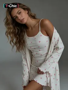 Women's Summer Casual Slim Fit Knit Dress Set, Round Neck Sleeveless Design, Soft & Comfortable Home Wear, All-Season Versatile, Spaghetti Strap
