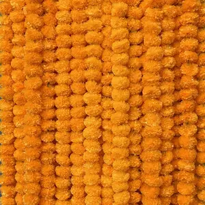 5 PC 5Ft Orange Marigold Garland Faux Floral for Indian American Wedding Party Mantle Diwali Spring Bush Decor