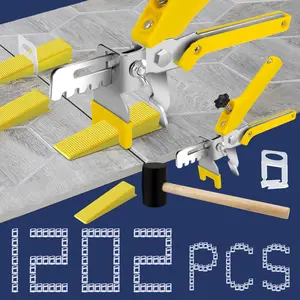 Tile Leveling System with Tile Plier and Rubber Mallet, 1000 count Tile Spacers Clips and 200 count  Wedges, Tile Leveler Tool Set for Tile and Stone Installation (1/8 Inch)