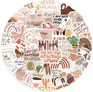 Vintage Inspirational Stickers 50Pcs, Boho Motivational Aesthetic Stickers for Women Adults, Kids, and Teens - Retro Vinyl Waterproof Positive Decals Personalized Cellphone