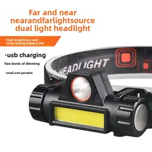 Dual Beam Headlamp with Near & Far Light – LED Bright USB Rechargeable Magnetic Headlight, 2-Level Dimming, Long Battery Life – Compact & Portable for Fishing, Camping, Running