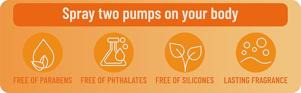 Orange & Grape Body Spray for Women, Long Lasting Citrus Fruits Perfume Mist, Paraben Free Phthalate Free, Lightweight Non-Sticky Gentle Skin Safe Daily Fragrance, Travel Size 3.38 fl oz