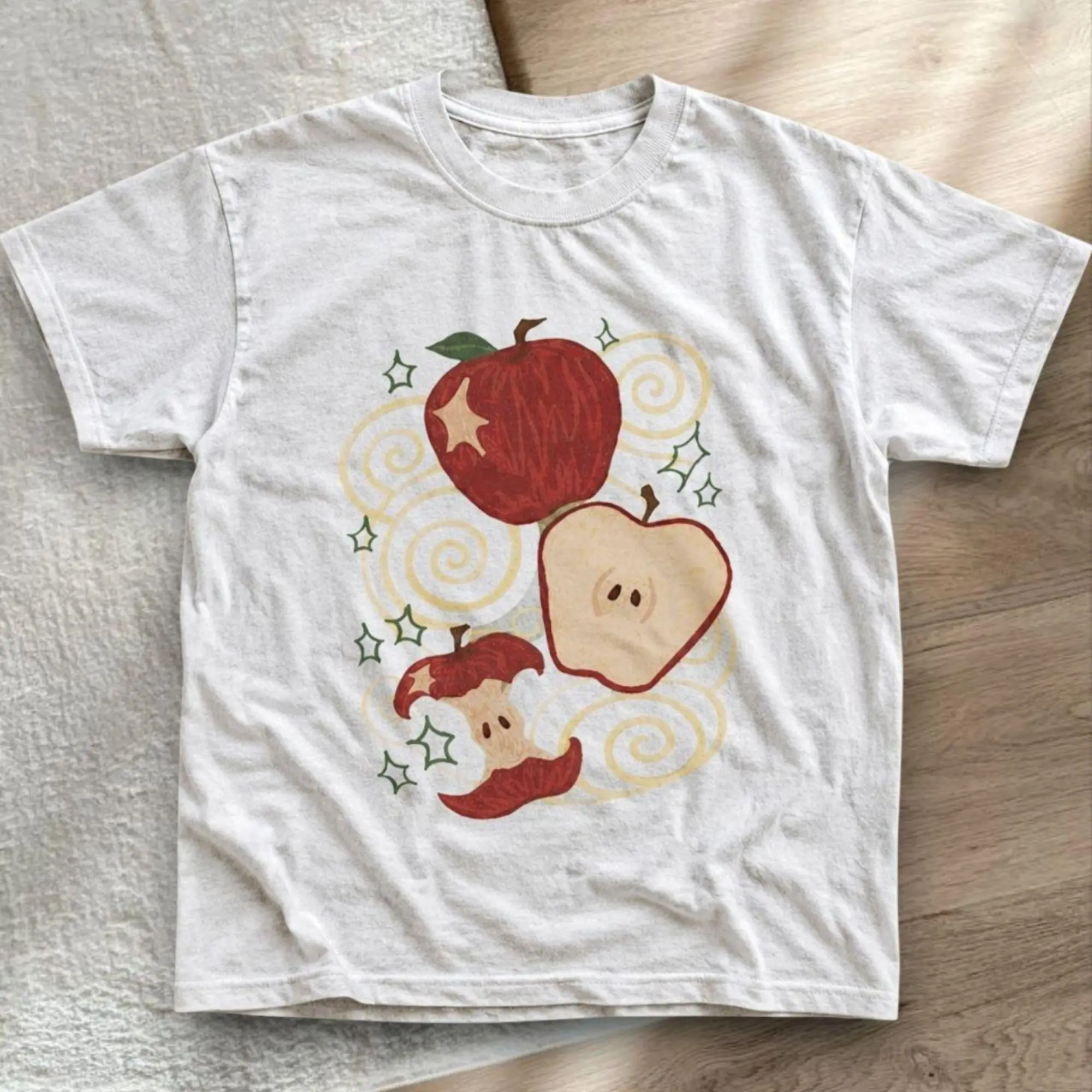 Gildan Men's And Women's T-Shirt, Apple Swirl Graphic Tee, Animal T-Shirt, Unisex Vintage Graphic Tees Gothic Grunge Y2K Emo Scene Amity Affliction Style Clothes Men Women Streetwear Summer
