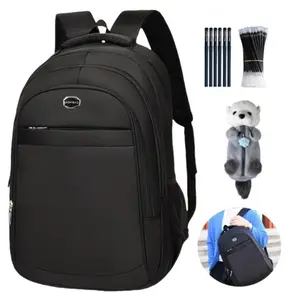 Large Capacity Backpack Set, 1 Set Including 1 Backpack & 1 Cartoon Animal Design Pencil Bag & 6 Gel Pen & 100 Refill, School Supplies for Girls & Boys