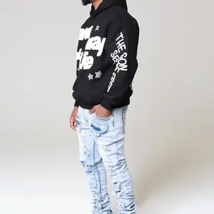 “NEW WAY OF LIFE” PUFF PRINT HOODIE (BLACK)
